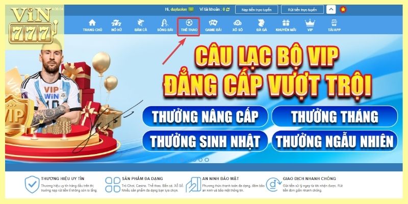 Bạn nhấn vào danh mục thể thao