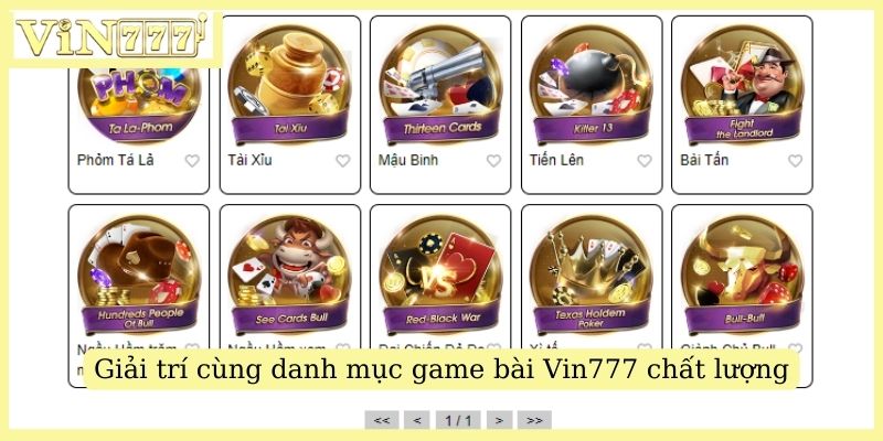 Giải trí cùng danh mục game bài Vin777 chất lượng